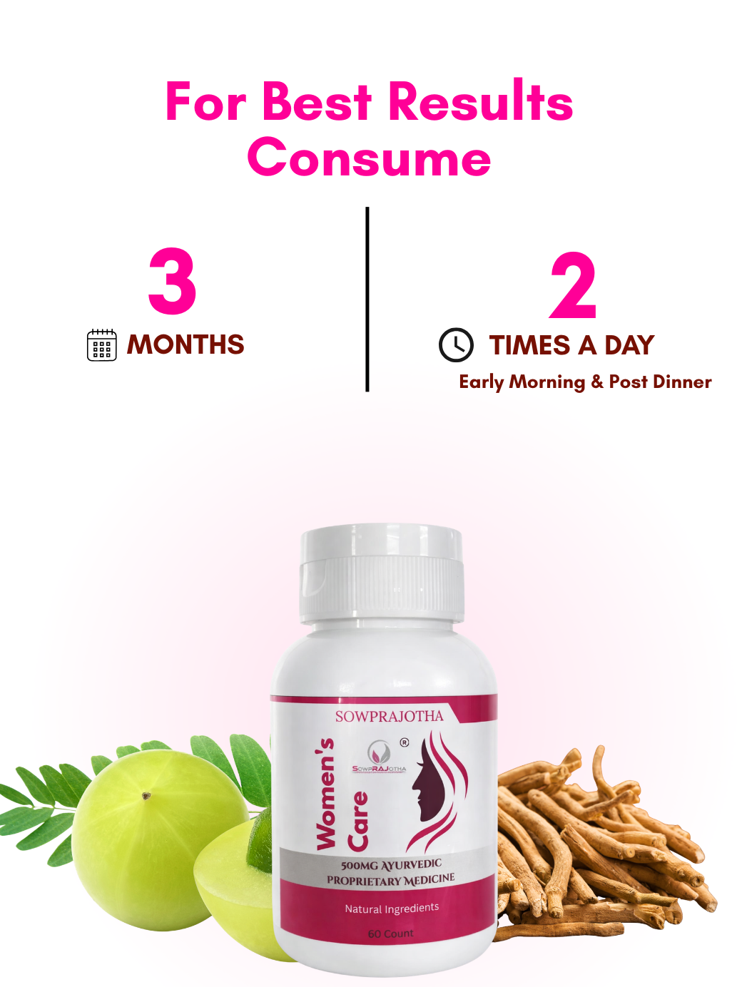 Sowprajotha Ayurvedic Women's Complete Care Capsules for PCOS & Hormonal Balance with Natural Herbs, 500mg, 60 Count - Image 8