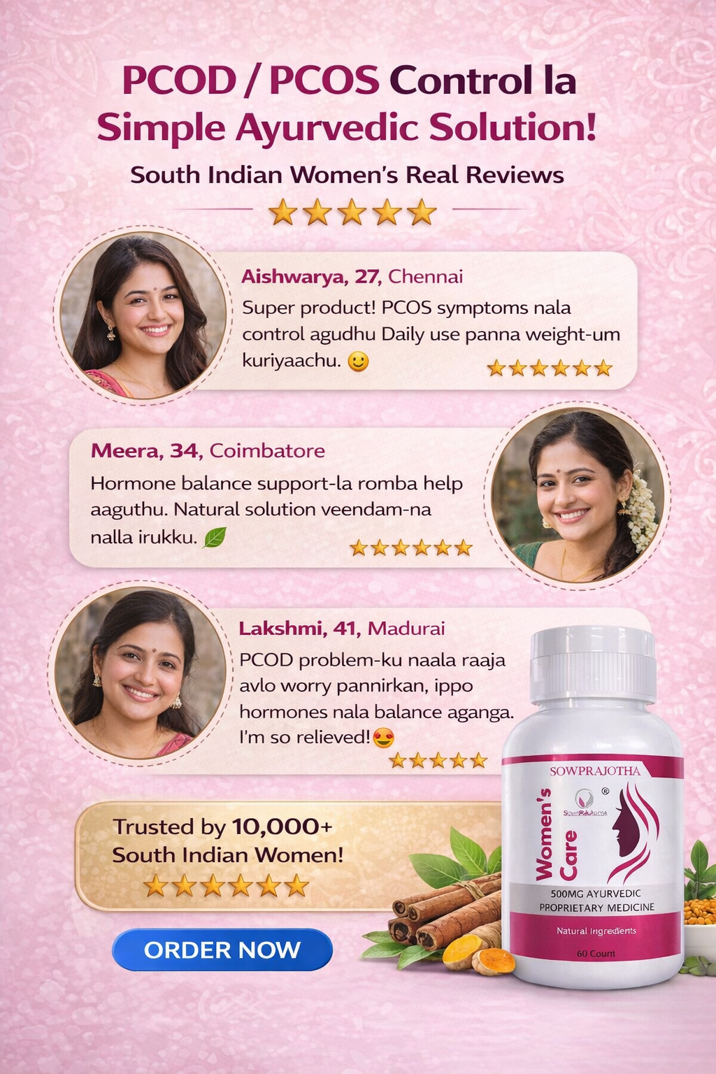 Sowprajotha Ayurvedic Women's Complete Care Capsules for PCOS & Hormonal Balance with Natural Herbs, 500mg, 60 Count - Image 2