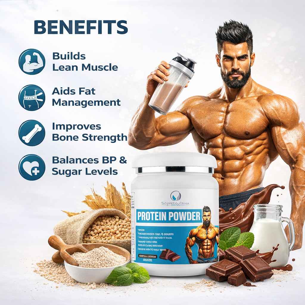Sowprajotha Protein Powder Choco Flavour 200GM Muscle Gain for Men & Women Whey Milk & Soy Protein - Image 2