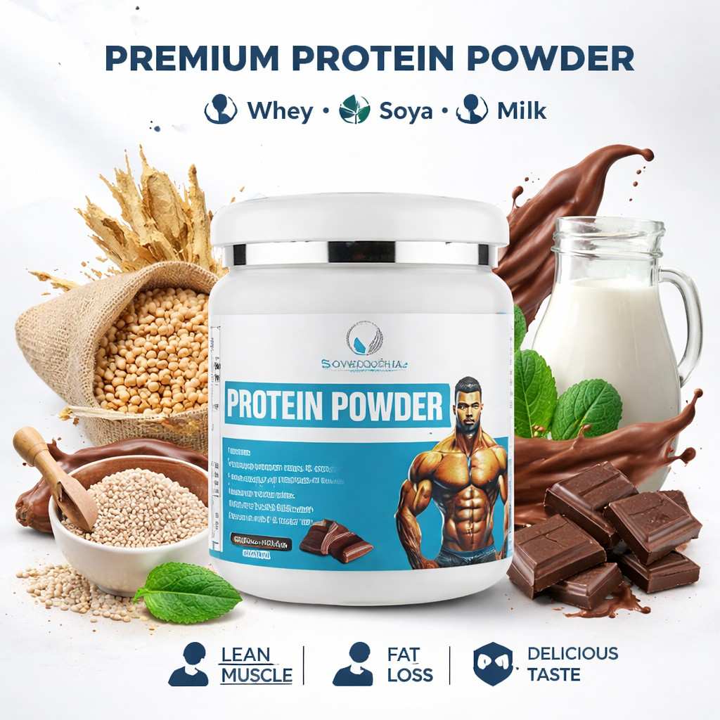Sowprajotha Protein Powder Choco Flavour 200GM Muscle Gain for Men & Women Whey Milk & Soy Protein - Image 3